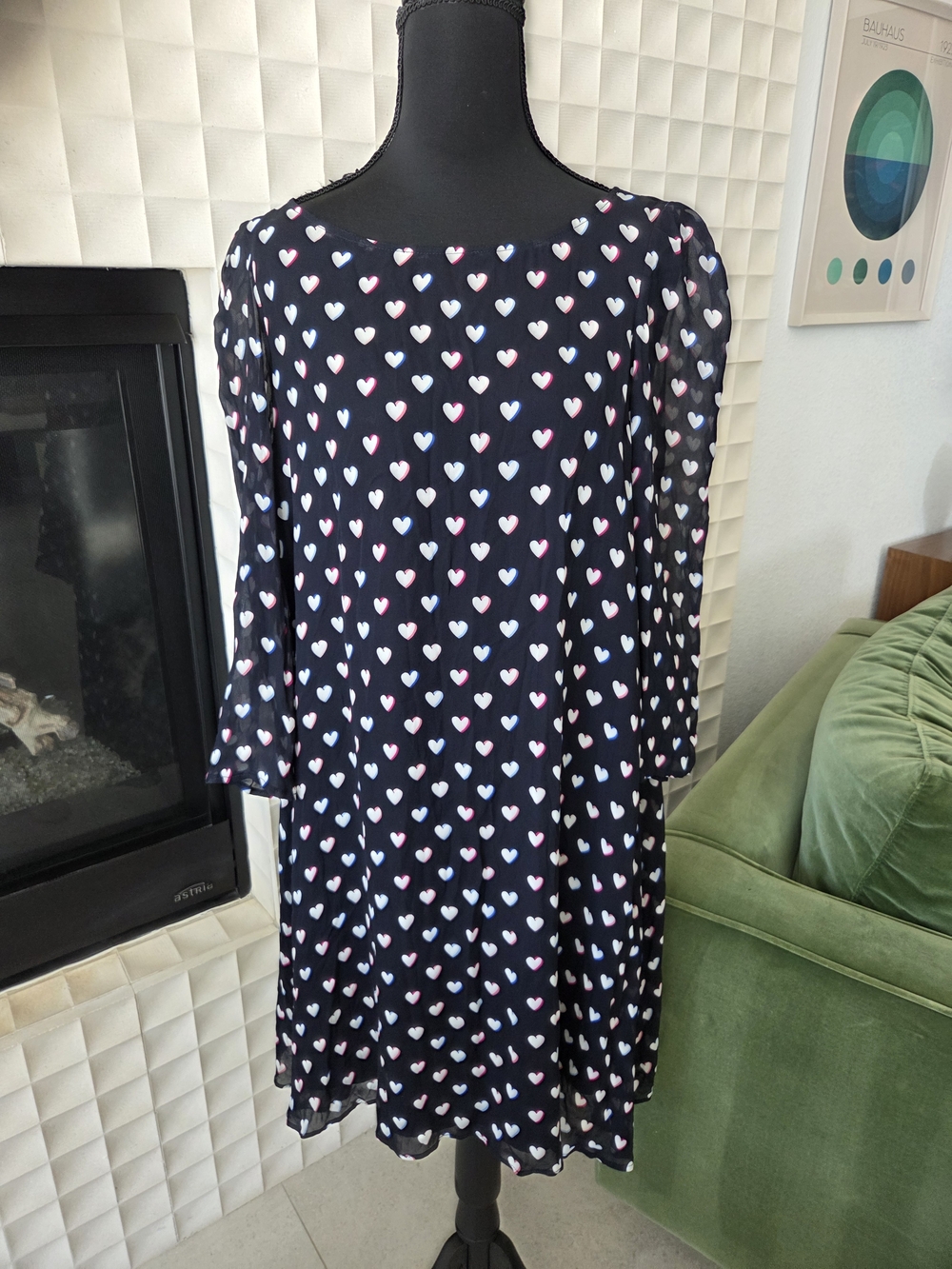 Claudie Perlot $265 Rififi Black Mini Dress Heart Print Back Bow Size 38 - US 8 - Picture 4 of 15